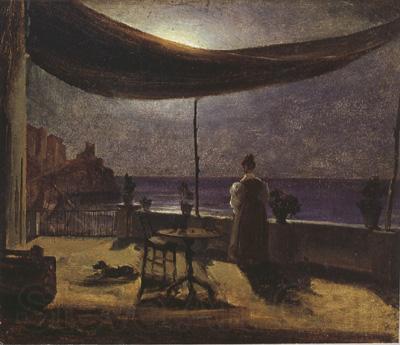 Thomas Fearnley Moonlight in Amalfi (mk22) Spain oil painting art